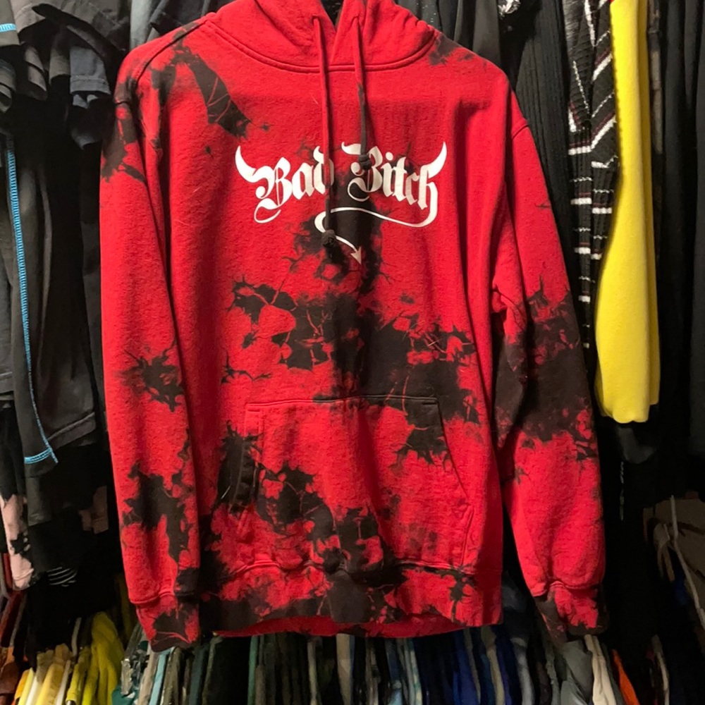 Red & black tie dye hoodie